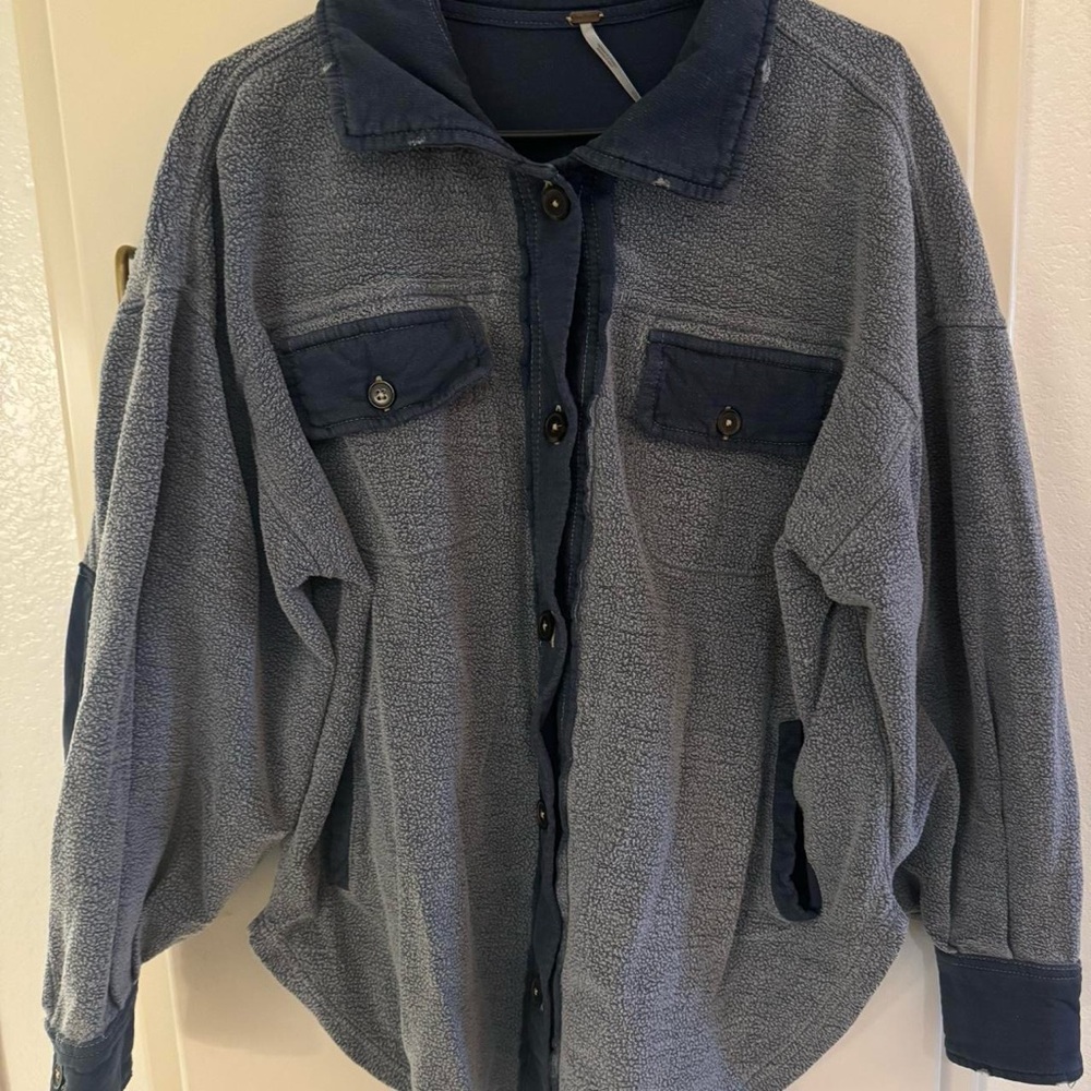 Free People Blue Sherpa Jean Jacket